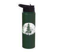 Retro Full Moon & Minimalist Pine Tree Vintage Graphic Stainless Steel Insulated Water Bottle