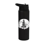 Retro Full Moon & Minimalist Pine Tree Vintage Graphic Stainless Steel Insulated Water Bottle