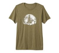 Retro Full Moon & Minimalist Pine Tree Vintage Graphic T-Shirt Haut de Gamme