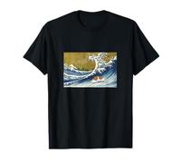 Retro Funny Guinea Pig Surfing a Great Wave Kanagawa Hokusai T-Shirt