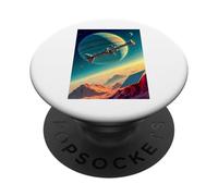 rétro futuriste Espace paysages géométrie Minimale Vaisseau Spatial PopSockets PopGrip Adhésif