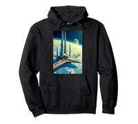 rétro futuriste Espace paysages géométrie Minimale Vaisseau Spatial Sweat à Capuche