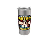 Retro Gamer Pixel Arcade 8 bits Gaming Humour Gobelet isotherme en acier inoxydable double paroi
