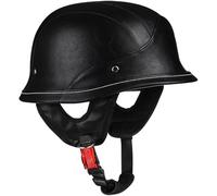 Retro German Style Motorcycle Half Helmet - Vintage Leather Look, ECE Certified, with Safety Goggles & Removable Inner Lining, Quick Release for Men & Women M54-57CM