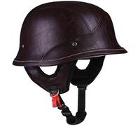 Retro German Style Motorcycle Half Helmet - Vintage Leather Look, ECE Certified, with Safety Goggles & Removable Inner Lining, Quick Release for Men & Women L57-60CM
