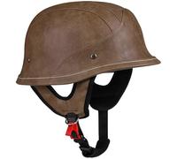 Retro German Style Motorcycle Half Helmet - Vintage Leather Look, ECE Certified, with Safety Goggles & Removable Inner Lining, Quick Release for Men & Women XL60-62