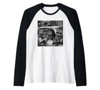 Rétro Ghetto Chats dans Une Voiture drôle Manche Raglan