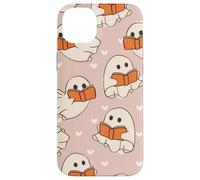 Retro Ghost Reading Books Cute Groovy Spooky Beige Orange Coque pour iPhone 14 Plus