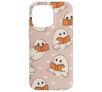 Retro Ghost Reading Books Cute Groovy Spooky Beige Orange Coque pour iPhone 14 Pro Max