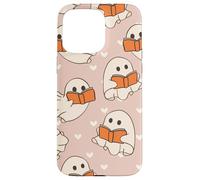 Retro Ghost Reading Books Cute Groovy Spooky Beige Orange Coque pour iPhone 15 Pro Max