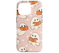 Retro Ghost Reading Books Cute Groovy Spooky Beige Orange Coque pour iPhone 16 Pro