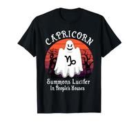 Retro Ghost Zodiac Sign Capricorn Funny Halloween Costume T-Shirt