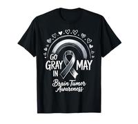 Retro Go Gray in May Brain Tumor Sensibilisation aux tumeurs Thème Arc-en-Ciel T-Shirt