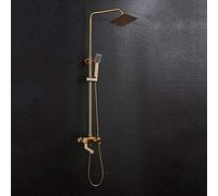 Retro Gold Room Shower Shower Space Aluminium Square Top Spray Booster Faucet Hand Shower Shower System 3 Fonction Bronze Beautiful Practical Aqiong