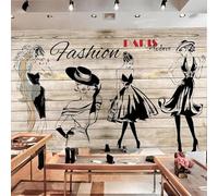 Rétro Grain De Bois Dessiné À La Main Personnages Art Papier Peint 3d Moderne Soie Texturée Haut De Gamme IdéAl Pour Le Salon Et La Chambre à Coucher-250cm×170cm