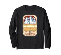 Retro Graphic Sardines Tinned Fish for Men and Women Manche Longue