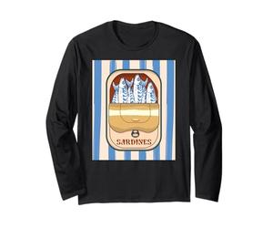 Retro Graphic Sardines Tinned Fish for Men and Women Manche Longue