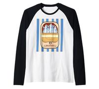 Retro Graphic Sardines Tinned Fish for Men and Women Manche Raglan