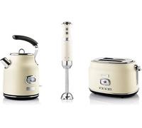 - Retro - Grille pain 2 fentes + Bouilloire 1,7 L - Mixeur plongeant - Blanc