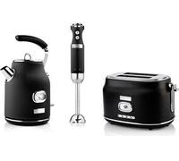 - Retro - Grille pain 2 fentes + Bouilloire 1,7 L - Mixeur plongeant - Noir
