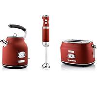 Ensemble petit déjeuner Westinghouse - Retro - Grille pain 2 fentes + Bouilloire 1,7 L - Mixeur plongeant - Rouge