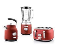 Ensemble petit déjeuner Westinghouse - Retro - Grille pain 4 fentes + Bouilloire 1,7 L - Blender - Rouge