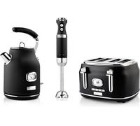 Westinghouse - Retro - Grille pain 4 fentes + Bouilloire 1,7 L - Mixeur plongeant - Noir Noir G