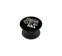 Retro Groovy Bonjour, Je suis génial mais tu Peux m'appeler Ari PopSockets PopGrip Adhésif