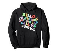 Retro Groovy Bonjour, je suis génial mais tu peux m'appeler justice Sweat à Capuche