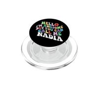 Retro Groovy Bonjour, Je suis géniale mais tu Peux m'appeler Nadia PopSockets PopGrip pour MagSafe