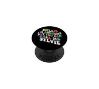 Retro Groovy Bonjour, Je suis géniale mais tu Peux m'appeler Sylvie PopSockets PopGrip Adhésif