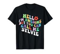 Retro Groovy Bonjour, Je suis géniale mais tu Peux m'appeler Sylvie T-Shirt