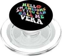 Retro Groovy Bonjour, Je suis géniale mais tu Peux m'appeler Vera PopSockets PopGrip pour MagSafe
