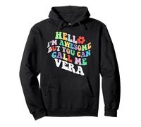 Retro Groovy Bonjour, je suis géniale mais tu peux m'appeler Vera Sweat à Capuche
