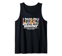 Retro Groovy Enseignant d'alphabétisation Arts du langage Rentrée Scolaire Débardeur