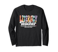 Retro Groovy Enseignant d'alphabétisation Arts du langage Rentrée Scolaire Manche Longue