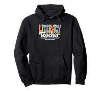 Retro Groovy Enseignant d'alphabétisation Arts du langage Rentrée Scolaire Sweat à Capuche