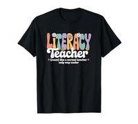 Retro Groovy Enseignant d'alphabétisation Arts du langage Rentrée Scolaire T-Shirt