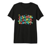 Rétro Groovy Enseignant Fleurs De Retour À L'école Premier Jour De T-Shirt Haut de Gamme