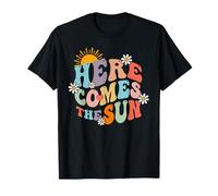 Retro Groovy Here Comes The Sun Beach Summer Positive Mind T-Shirt