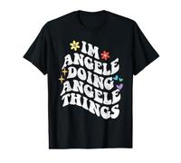 Retro Groovy Im Angele Doing Angele Things Funny Mother's T-Shirt Graphique avec Valeur