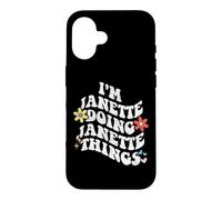 Retro Groovy Im Janette Doing Jane Things Funny Mother's Coque pour iPhone 16