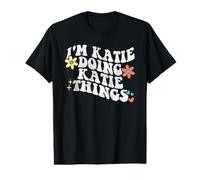 Rétro Groovy Im Katie Doing Katie Things Funny Fête des Mères T-Shirt Graphique avec Valeur