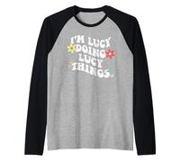 Rétro Groovy Im Lucy Doing Lucy Things Funny Fête des Mères Manche Raglan