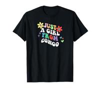 Rétro Groovy Just A Girl From Congo Funny Mother's Day T-Shirt