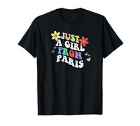 Retro Groovy Just A Girl From Paris Funny Fete des Mères 2023 T-Shirt