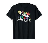 Retro Groovy Just A Girl From Romania Fête des Mères 2023 T-Shirt