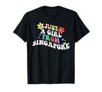 Retro Groovy Just A Girl From Singapore Fête des Mères 2023 T-Shirt