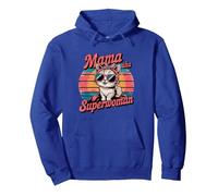 Rétro Groovy Mama Superwoman Cat Lover Cute Mother's Day Sweat à Capuche, Unisexe pour Adultes, Bleu Royal, L