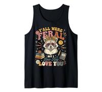 Retro Groovy Raccoon Teacher Survivor Y'all Were Feral Débardeur